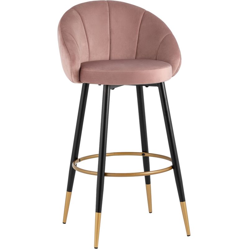 Барный Стул Alberto Chair Розовый Велюр Розовый пастельный Черный Золотой во Владивостоке | Loft Concept 