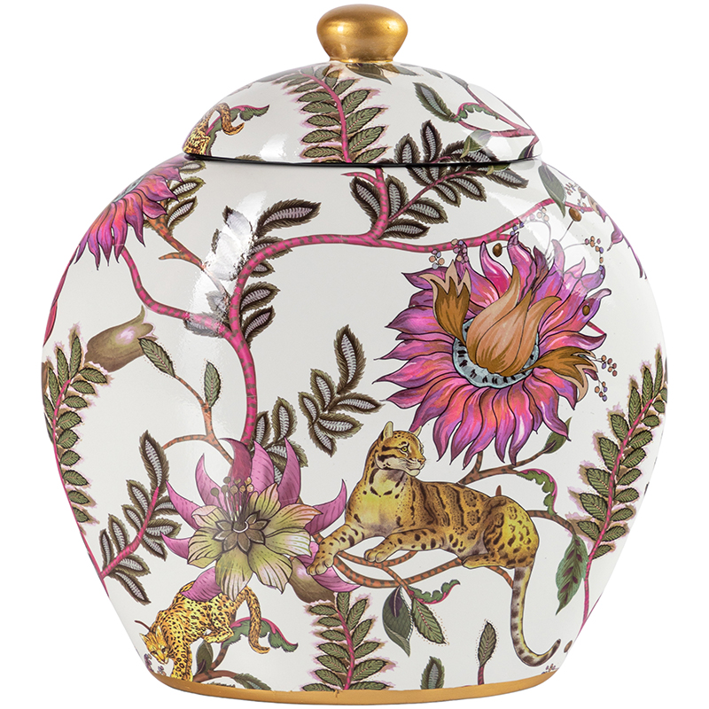 Ваза с крышкой Leopard Flowers Vase White Белый Розовый Мульти Ваза с крышкой Leopard Flowers Vase White Белый Розовый Мульти во Владивостоке | Loft Concept