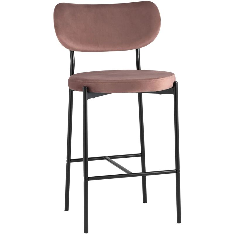 Барный Стул Alfie Chair Черные ножки Розовый Велюр Розовый пастельный Черный Барный Стул Alfie Chair Черные ножки Розовый Велюр Розовый пастельный Черный во Владивостоке | Loft Concept