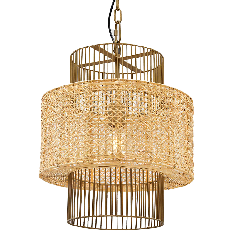 Люстра с плафоном из ротанга Raquel Wicker Chandelier Древесина Золотой Люстра с плафоном из ротанга Raquel Wicker Chandelier Древесина Золотой во Владивостоке | Loft Concept