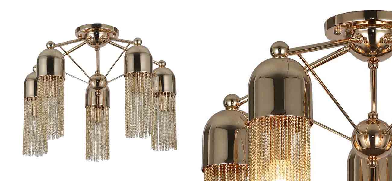 Потолочный светильник с декором из цепочек ATLANTIS CHAIN - фото