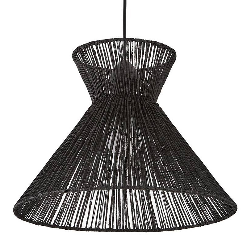 Подвесной светильник Signe Wicker Hemp Black Horn Черный во Владивостоке | Loft Concept 