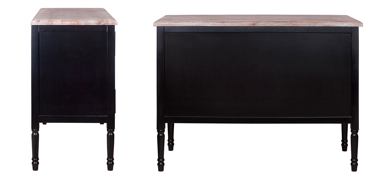 Черный комод из дуба Amelia black light beige - фото №1