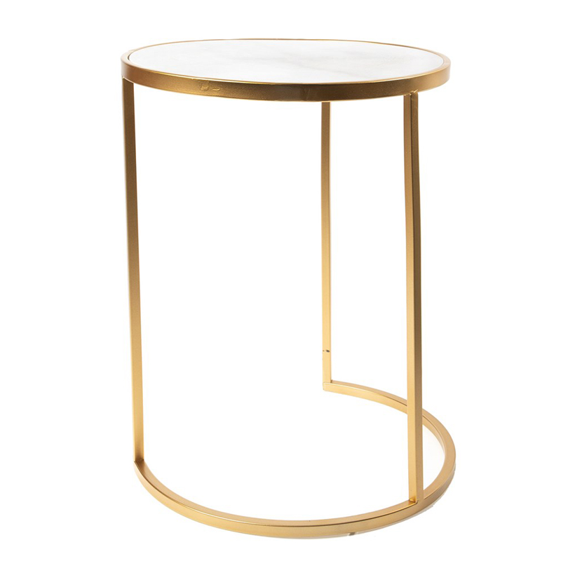 Приставной стол Round Table Marble gold белый мрамор Белый Мрамор Bianco Золотой Приставной стол Round Table Marble gold белый мрамор Белый Мрамор Bianco Золотой во Владивостоке | Loft Concept