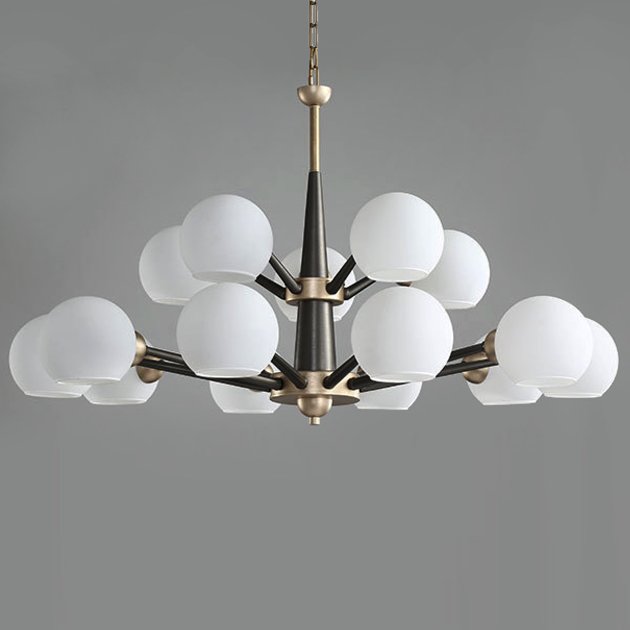 Люстра Thalia chandelier White glass 15 Золотой Белый Черный Люстра Thalia chandelier White glass 15 Золотой Белый Черный во Владивостоке | Loft Concept