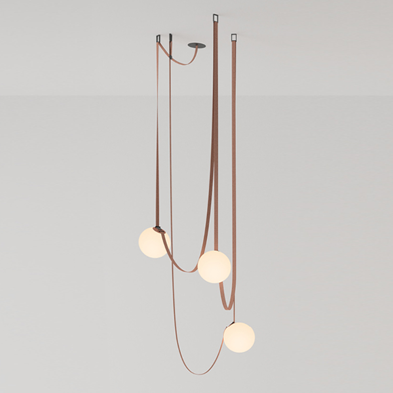 Vibia PLUSMINUS Серия подвесных светильников с белыми шарообразными плафонами из стекла на красных текстильных ремнях Красный Белый Vibia PLUSMINUS Серия подвесных светильников с белыми шарообразными плафонами из стекла на красных текстильных ремнях Красный Белый во Владивостоке | Loft Concept
