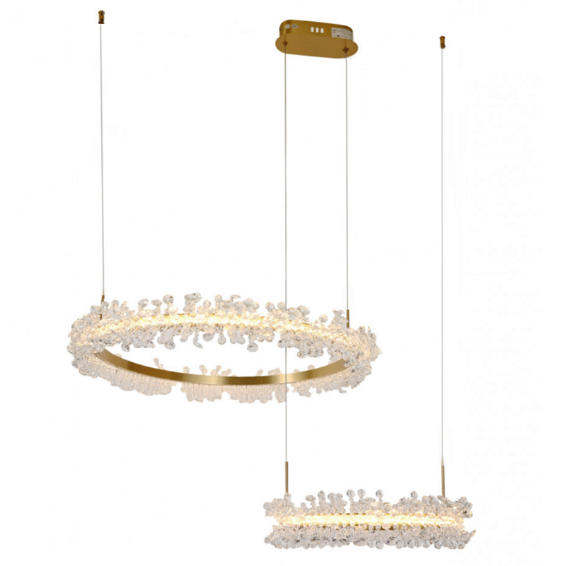Люстра Crystal round chandelier 2 кольца Латунь Прозрачный Латунь Люстра Crystal round chandelier 2 кольца Латунь Прозрачный Латунь во Владивостоке | Loft Concept