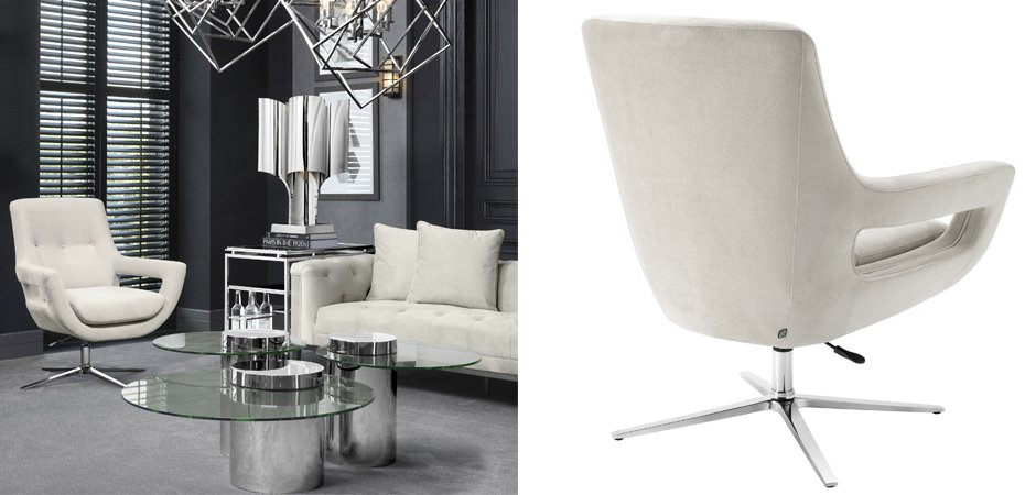 Кресло Eichholtz Swivel Chair Flavio Pebble Grey Кресло Eichholtz Swivel Chair Flavio Pebble Grey - Loft-Concept во Владивостоке