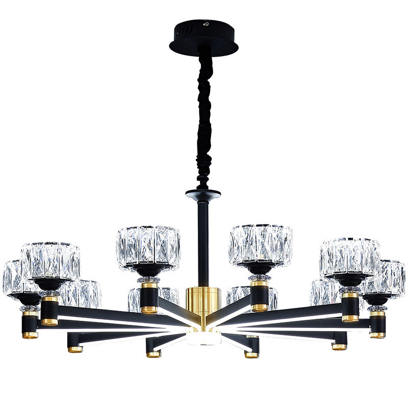 Дизайнерская Люстра 10 хрустальных плафонов Crystal Shades Chandelier Черный Дизайнерская Люстра 10 хрустальных плафонов Crystal Shades Chandelier Черный во Владивостоке | Loft Concept