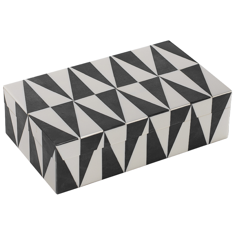 Шкатулка Black White Triangles Bone Inlay Черно-белый Шкатулка Black White Triangles Bone Inlay Черно-белый во Владивостоке | Loft Concept