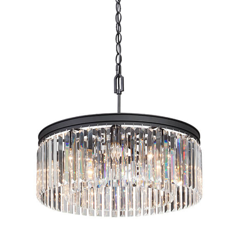 Люстра RH Rhys Clear Glass Prism Round Chandelier 60 Черный матовый Прозрачное Стекло Люстра RH Rhys Clear Glass Prism Round Chandelier 60 Черный матовый Прозрачное Стекло во Владивостоке | Loft Concept