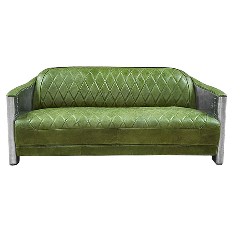 Диван Авиатор Sofa 2 seat зеленая кожа Зеленый Нержавеющая сталь Диван Авиатор Sofa 2 seat зеленая кожа Зеленый Нержавеющая сталь во Владивостоке | Loft Concept