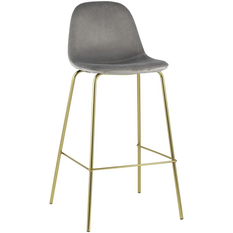 Барный Стул Archie Chair Серый Велюр Серый Золотой Барный Стул Archie Chair Серый Велюр Серый Золотой во Владивостоке | Loft Concept