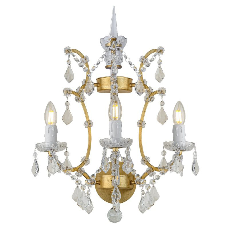 Бра 19th c. Rococo IRON & CLEAR CRYSTAL Gold Wall Lamp Золотой Прозрачное Стекло Бра 19th c. Rococo IRON & CLEAR CRYSTAL Gold Wall Lamp Золотой Прозрачное Стекло во Владивостоке | Loft Concept
