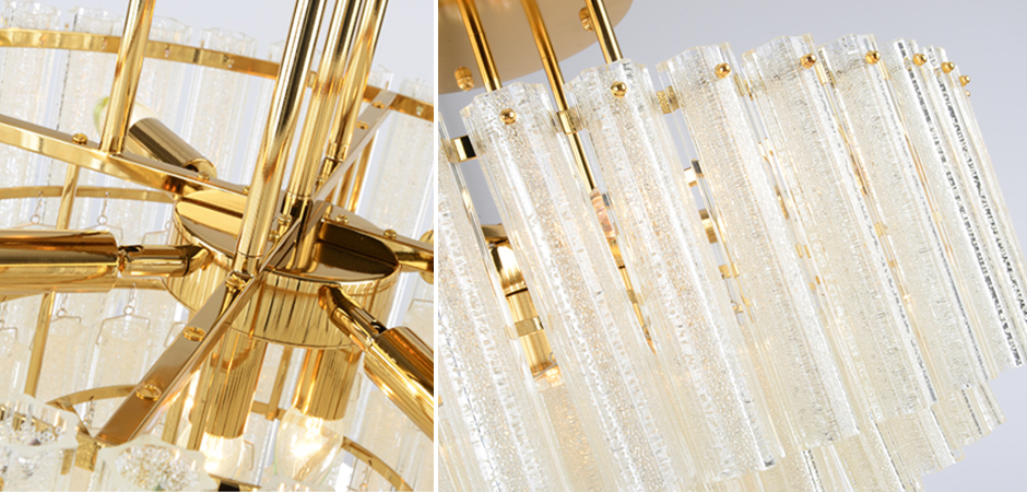 Люстра потолочная на штанге Textured Glass Chandelier Люстра потолочная на штанге Textured Glass Chandelier - Loft-Concept во Владивостоке