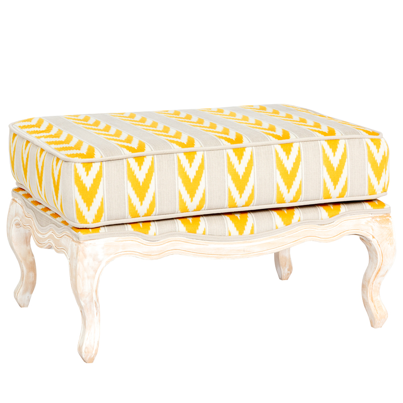 Пуф Ikat Pattern с желтым узором Белый Желтый Бежевый Пуф Ikat Pattern с желтым узором Белый Желтый Бежевый во Владивостоке | Loft Concept