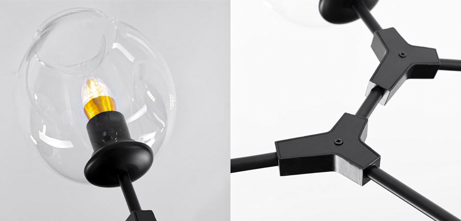 Люстра Сrumpled Glass Bubble Chandelier Black 8 плафонов Люстра Сrumpled Glass Bubble Chandelier Black 8 плафонов - Loft-Concept во Владивостоке