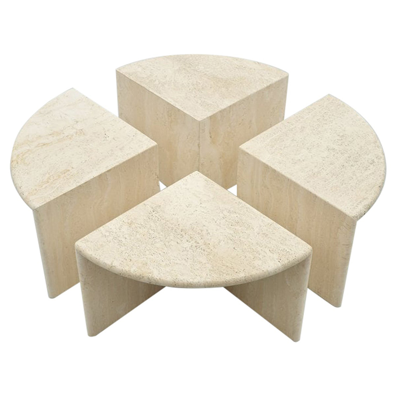 Модульный кофейный стол Set of Four Travertine Side or Coffee Tables Бежевый Песочный Модульный кофейный стол Set of Four Travertine Side or Coffee Tables Бежевый Песочный во Владивостоке | Loft Concept