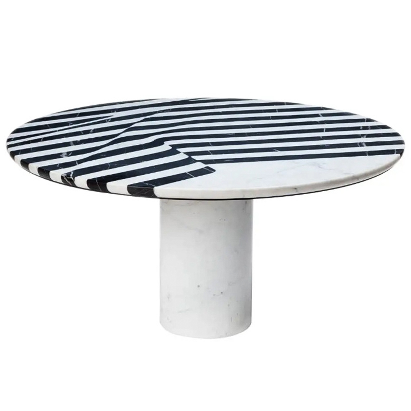 Обеденный стол Safwan Black and White Stripes Dining Table Черно-белый Белый Мрамор Bianco Черный Мрамор Nero Обеденный стол Safwan Black and White Stripes Dining Table Черно-белый Белый Мрамор Bianco Черный Мрамор Nero во Владивостоке | Loft Concept