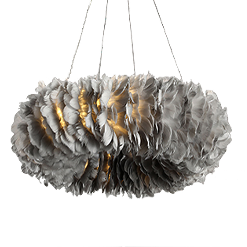 Люстра Кольцо из перьев Plumage Grey Серый во Владивостоке | Loft Concept 