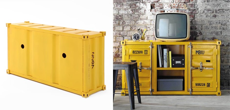 ТВ тумба морской контейнер Loft TV container yellow ТВ тумба морской контейнер Loft TV container yellow - Loft-Concept во Владивостоке