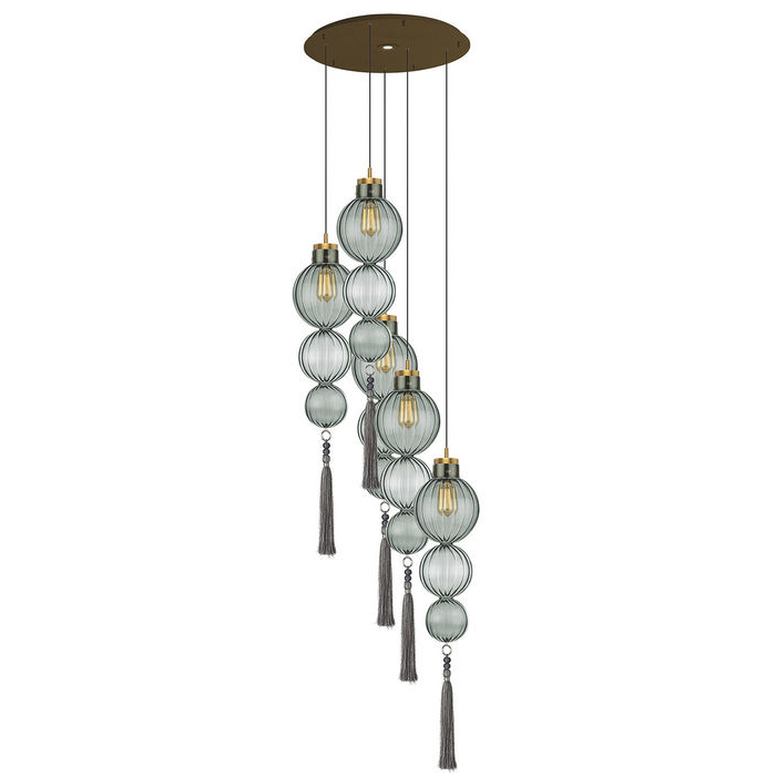 Люстра Heathfield Lighting - Medina Circle 5 Chandelier Хром Латунь Прозрачный Коричневый Голубой Люстра Heathfield Lighting - Medina Circle 5 Chandelier Хром Латунь Прозрачный Коричневый Голубой во Владивостоке | Loft Concept