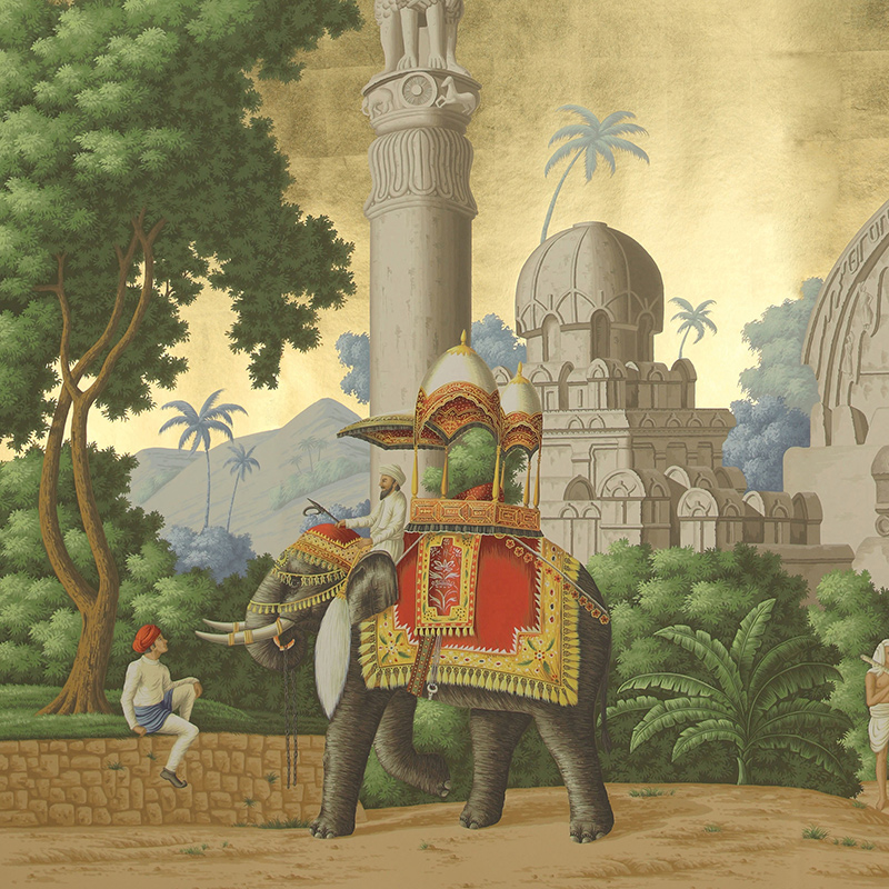Обои ручная роспись Early Views of India Eden on Deep Rich Gold gilded paper Обои ручная роспись Early Views of India Eden on Deep Rich Gold gilded paper во Владивостоке | Loft Concept