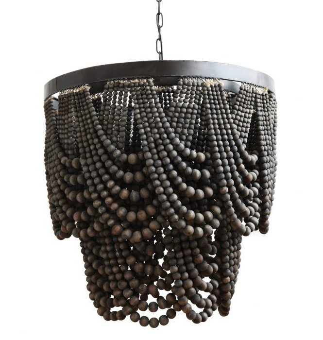 Люстра Amelia Wood Bead Chandelier Черный Коричневый во Владивостоке | Loft Concept 