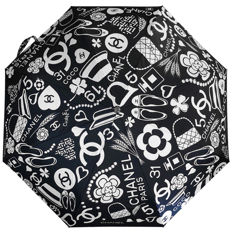 Зонт раскладной CHANEL дизайн 009 Черный цвет Черный Белый Зонт раскладной CHANEL дизайн 009 Черный цвет Черный Белый во Владивостоке | Loft Concept