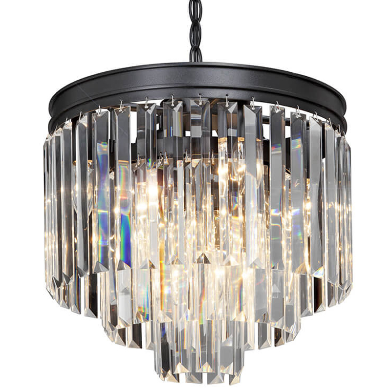 Люстра ODEON CLEAR GLASS 3-TIER Black Прозрачное стекло D 36 Черный Люстра ODEON CLEAR GLASS 3-TIER Black Прозрачное стекло D 36 Черный во Владивостоке | Loft Concept