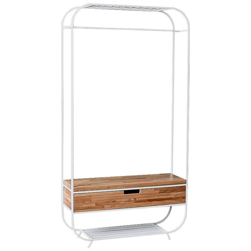 Рейл с выдвижным ящиком Ewing White Industrial Metal Rust Clothes Rail Белый Светлый дуб Рейл с выдвижным ящиком Ewing White Industrial Metal Rust Clothes Rail Белый Светлый дуб во Владивостоке | Loft Concept