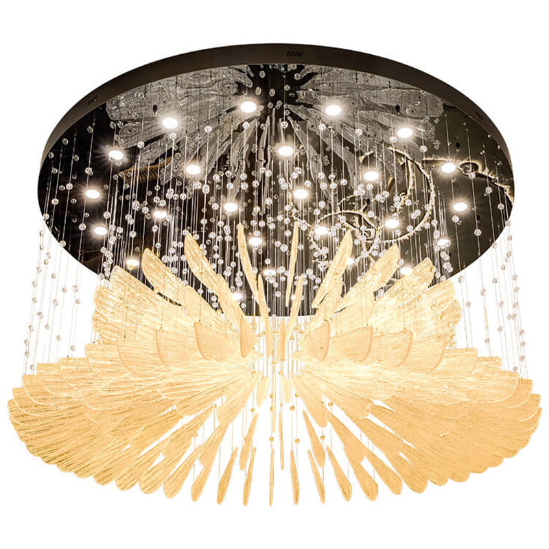 Большая круглая люстра с подвесками лепестки Gold Leaf Fall Light Chandelier Бронза Прозрачное Стекло Большая круглая люстра с подвесками лепестки Gold Leaf Fall Light Chandelier Бронза Прозрачное Стекло во Владивостоке | Loft Concept