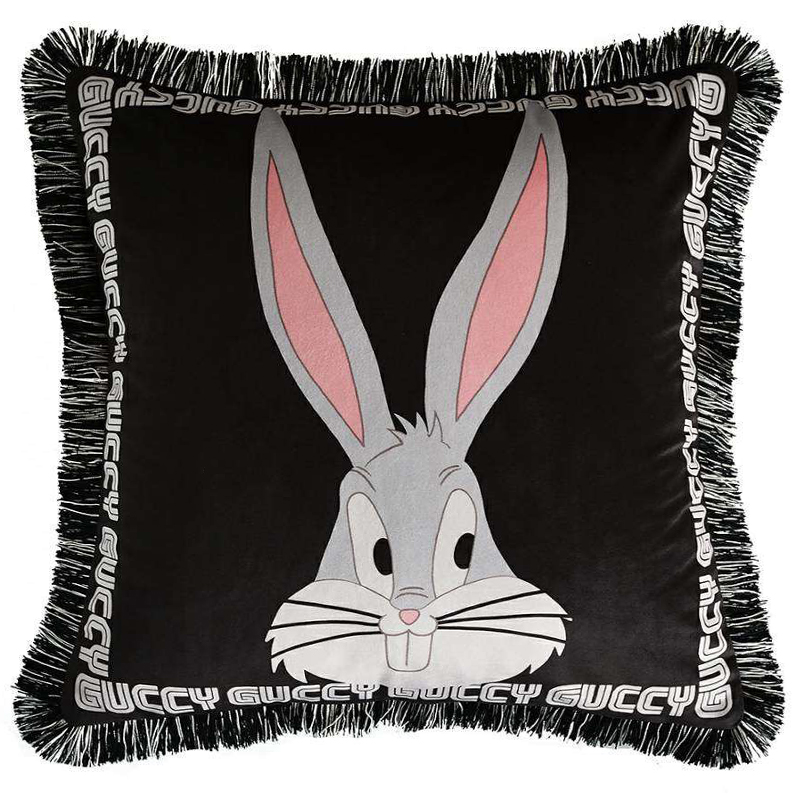 Декоративная подушка Cтиль Gucci Bugs Bunny Черный Серый Белый во Владивостоке | Loft Concept 