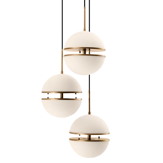 Люстра Hanging Lamp Spiridon Triple Латунь Античная полированная Белый Люстра Hanging Lamp Spiridon Triple Латунь Античная полированная Белый во Владивостоке | Loft Concept