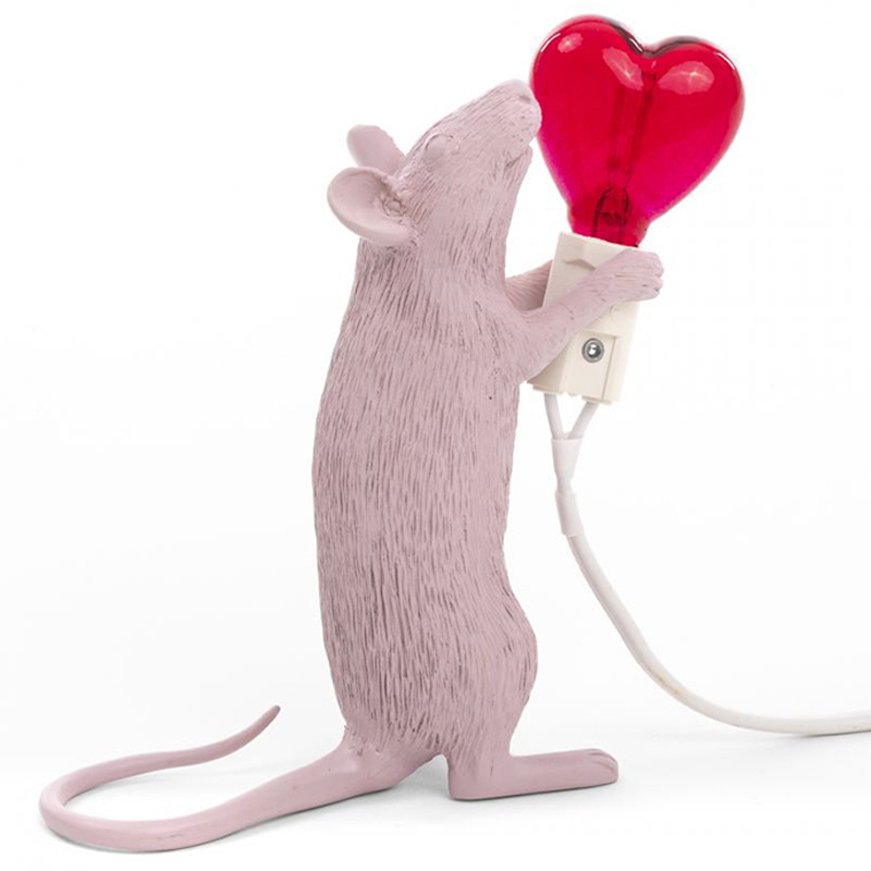 Настольная лампа Seletti Mouse Step Love USB Белый Красный Настольная лампа Seletti Mouse Step Love USB Белый Красный во Владивостоке | Loft Concept