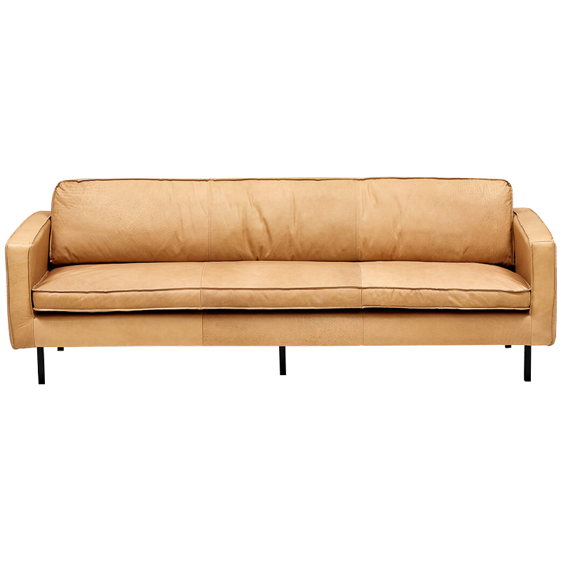 Диван кожаный Adrian Beige Leather Sofa Бежевый Черный Диван кожаный Adrian Beige Leather Sofa Бежевый Черный во Владивостоке | Loft Concept