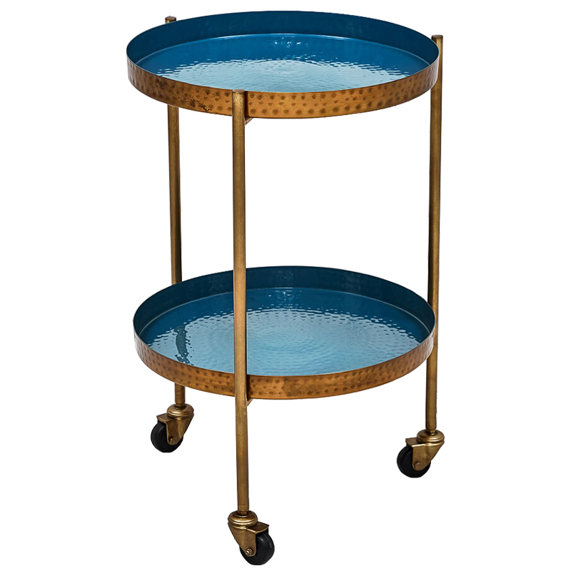 Приставной стол Reina Side Table Морская синь Латунь во Владивостоке | Loft Concept 