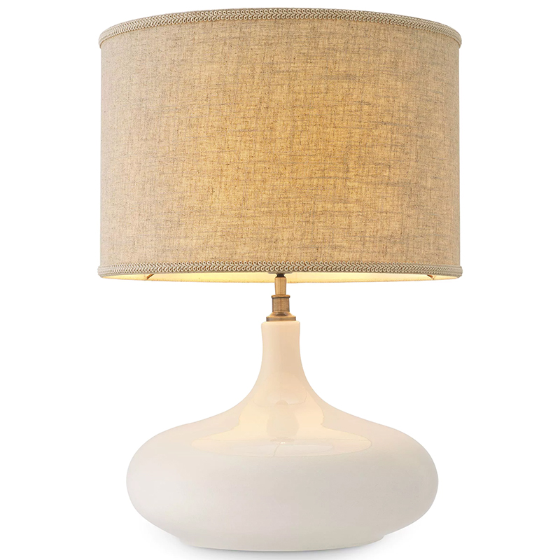 Настольная лампа Eichholtz Table Lamp Jones Белый Бежево-серый Латунь во Владивостоке | Loft Concept 