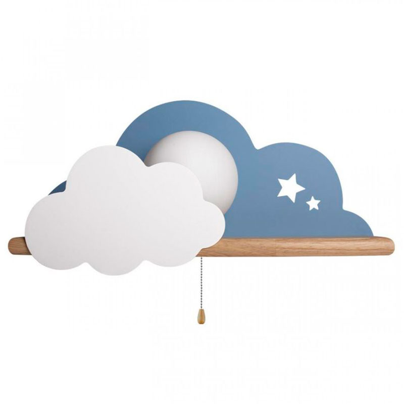 Бра с полкой голубое Облако Wall Lamp Blue Cloud Голубой Древесина Бра с полкой голубое Облако Wall Lamp Blue Cloud Голубой Древесина во Владивостоке | Loft Concept
