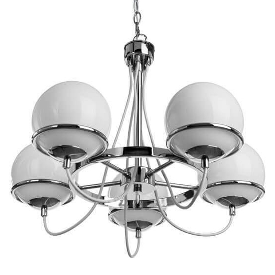 Люстра Melissa Chandelier Chromium 5 Хром Белый Люстра Melissa Chandelier Chromium 5 Хром Белый во Владивостоке | Loft Concept