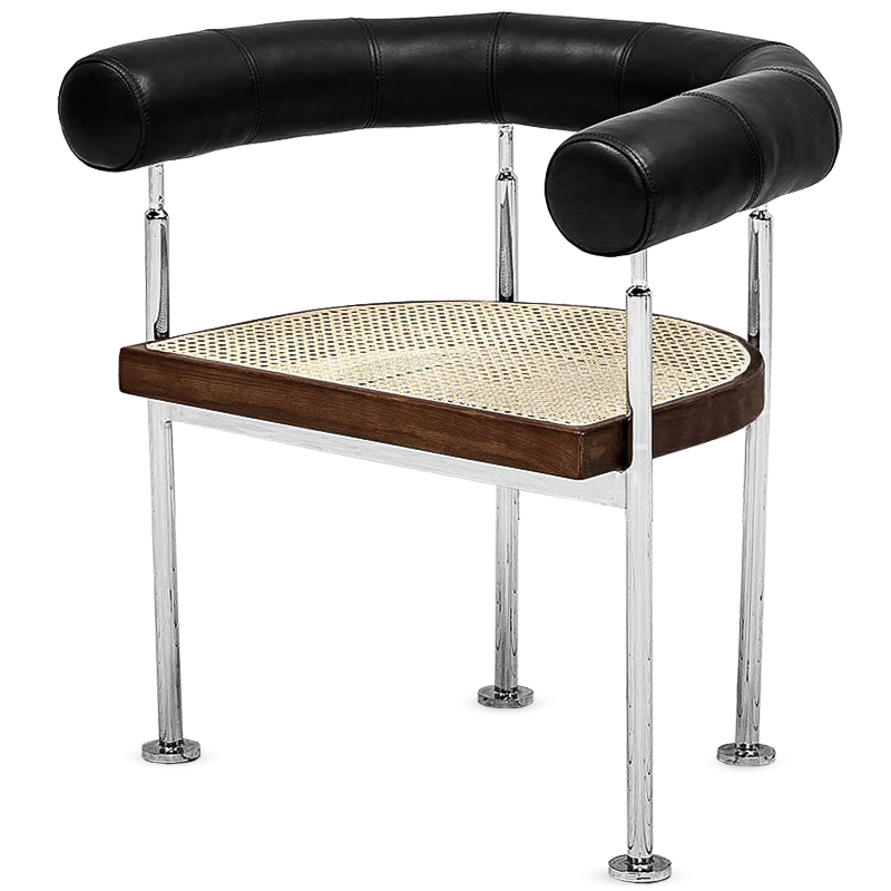 Стул Philibe Stool Черный Коричневый Хром Бежевый Стул Philibe Stool Черный Коричневый Хром Бежевый во Владивостоке | Loft Concept