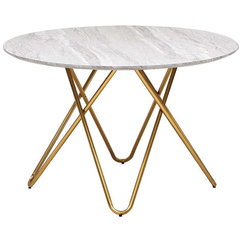 Обеденный круглый стол Alanis Round Dinner Table Золотой Белый Серый Обеденный круглый стол Alanis Round Dinner Table Золотой Белый Серый во Владивостоке | Loft Concept