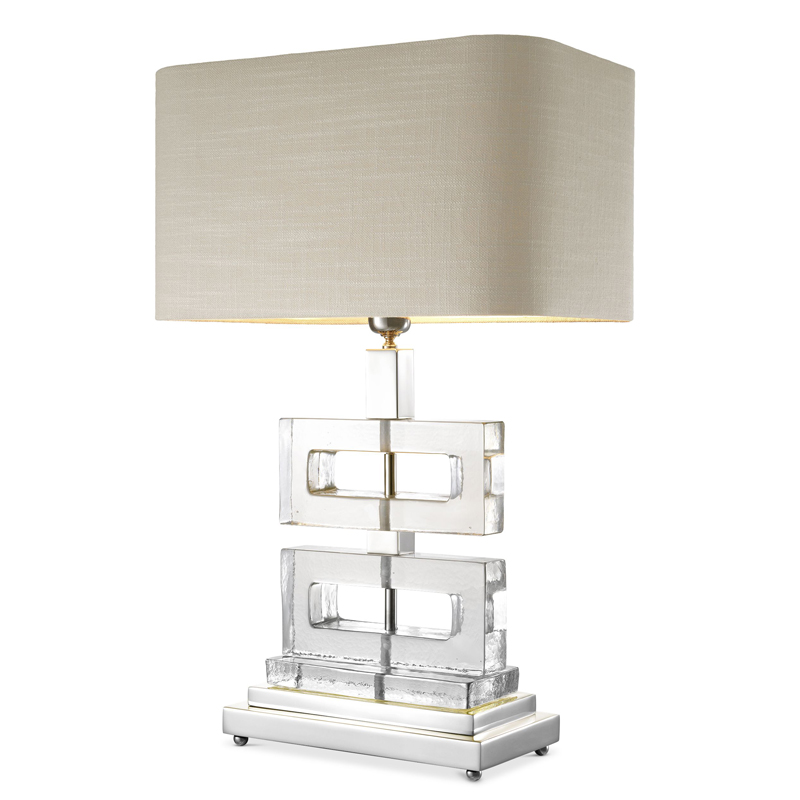 Настольная лампа Eichholtz Table Lamp Umbria Прозрачный Никель Бежево-серый Настольная лампа Eichholtz Table Lamp Umbria Прозрачный Никель Бежево-серый во Владивостоке | Loft Concept
