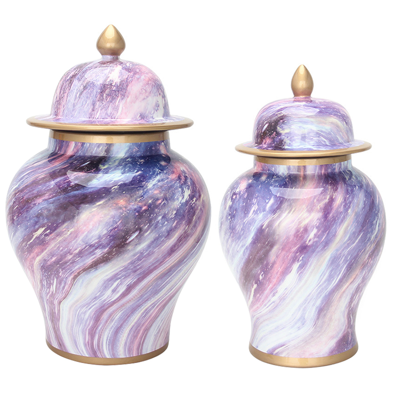 Ваза с крышкой Violet Colored Rainbow Vase Золотой Фиолетовый во Владивостоке | Loft Concept 