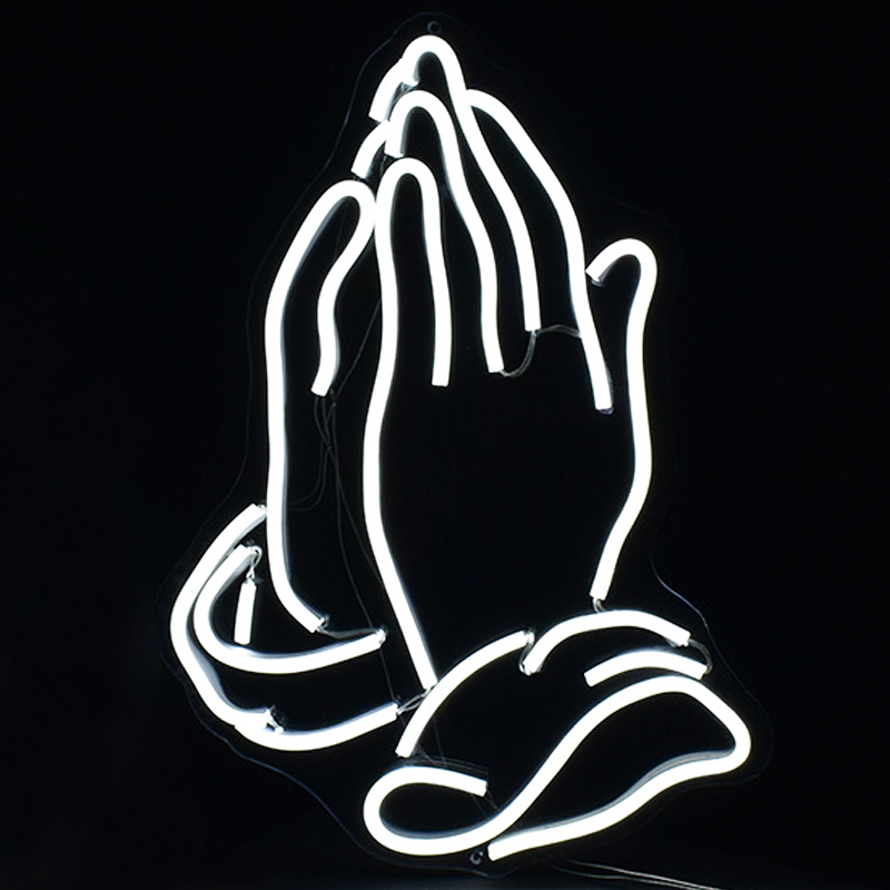 Неоновая настенная лампа Praying Hands Neon Wall Lamp Белый Прозрачный Неоновая настенная лампа Praying Hands Neon Wall Lamp Белый Прозрачный во Владивостоке | Loft Concept