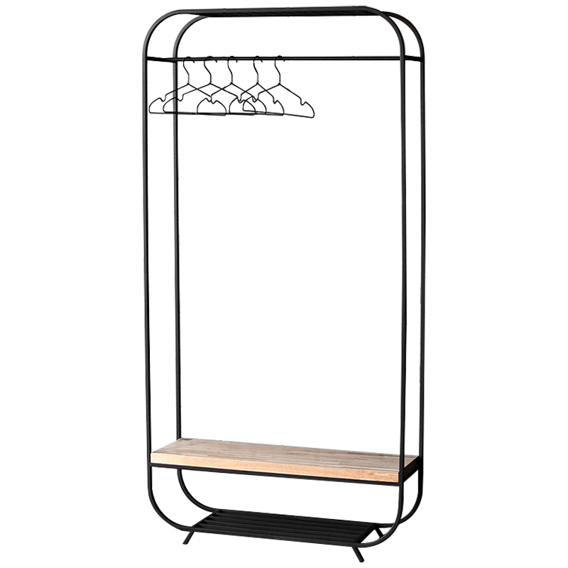 Рейл Tevin Industrial Metal Rust Clothes Rail Черный Светлый дуб Рейл Tevin Industrial Metal Rust Clothes Rail Черный Светлый дуб во Владивостоке | Loft Concept