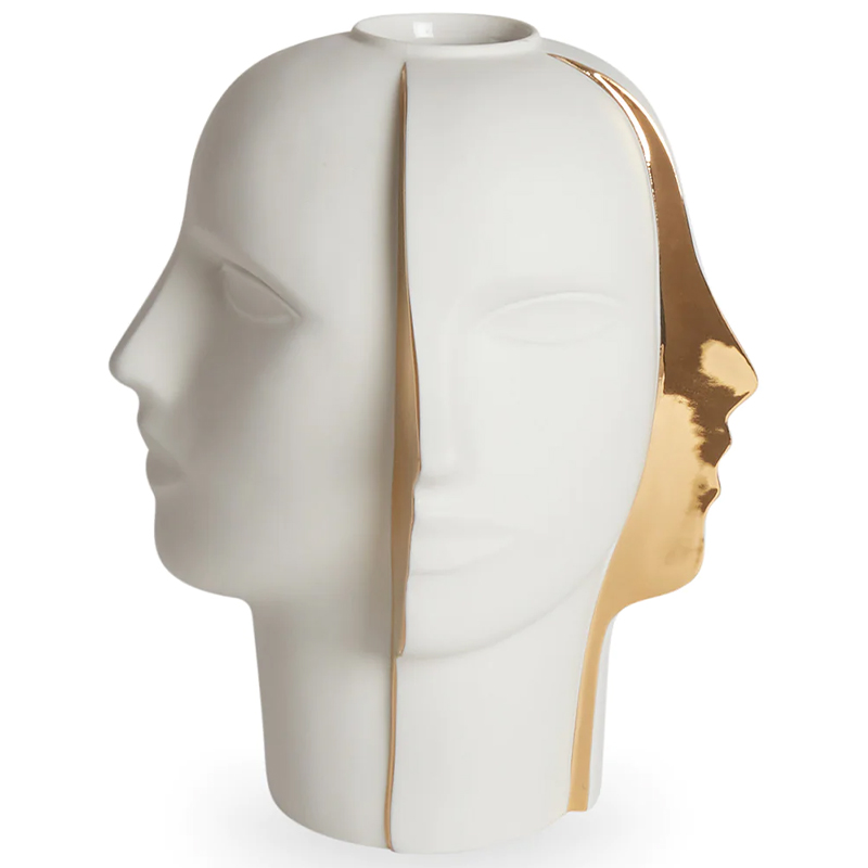 Ваза Jonathan Adler ATLAS SPLIT VASE Белый Глянцевое золото Ваза Jonathan Adler ATLAS SPLIT VASE Белый Глянцевое золото во Владивостоке | Loft Concept