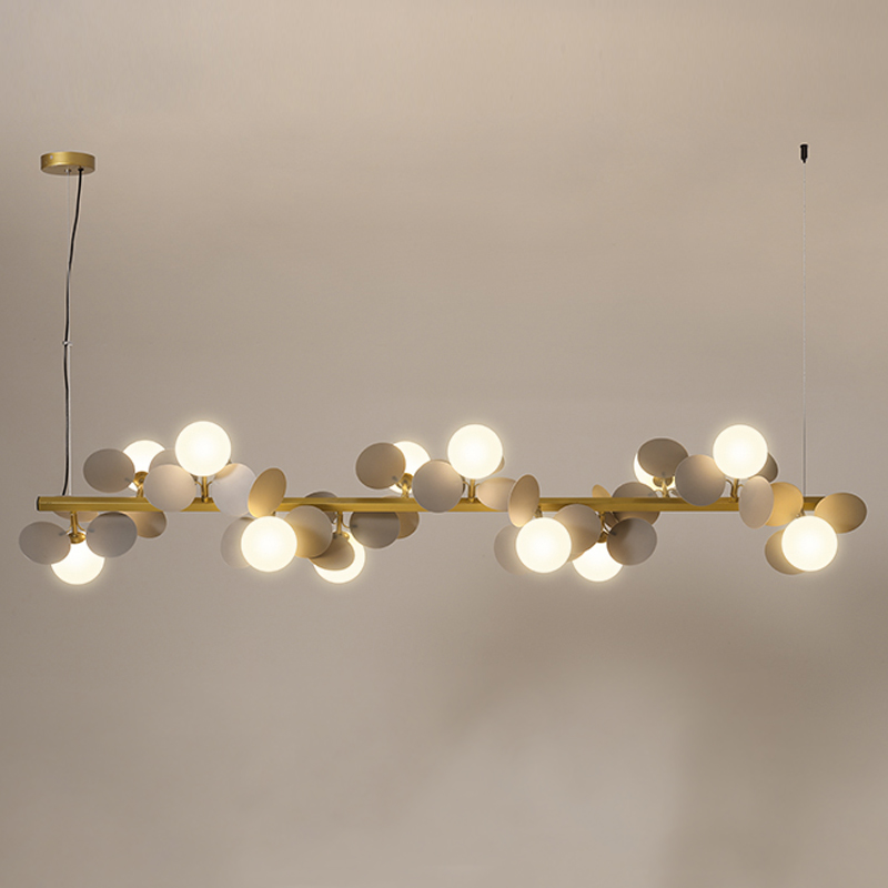 Люстра MATISSE Chandelier Line Золотой Белый Светло-серый Люстра MATISSE Chandelier Line Золотой Белый Светло-серый во Владивостоке | Loft Concept