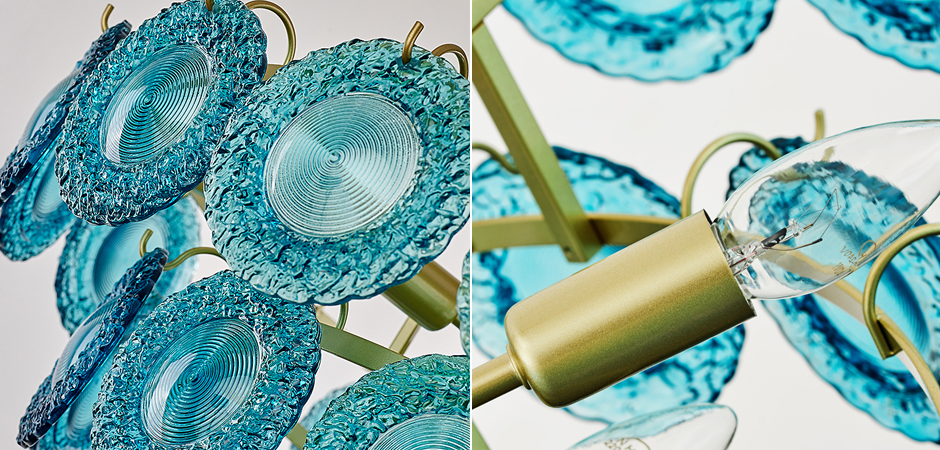 Люстра Blue Glass disk Chandelier Люстра Blue Glass disk Chandelier - Loft-Concept во Владивостоке