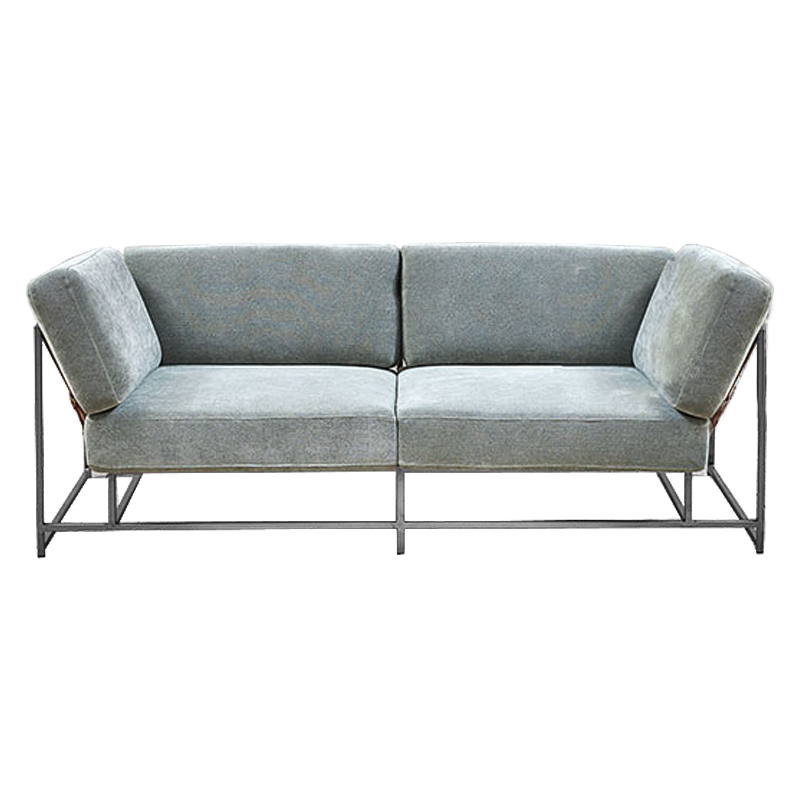 Двухместный диван Two Seat Sofa серо-голубой велюр Серо-голубой Серый Двухместный диван Two Seat Sofa серо-голубой велюр Серо-голубой Серый во Владивостоке | Loft Concept